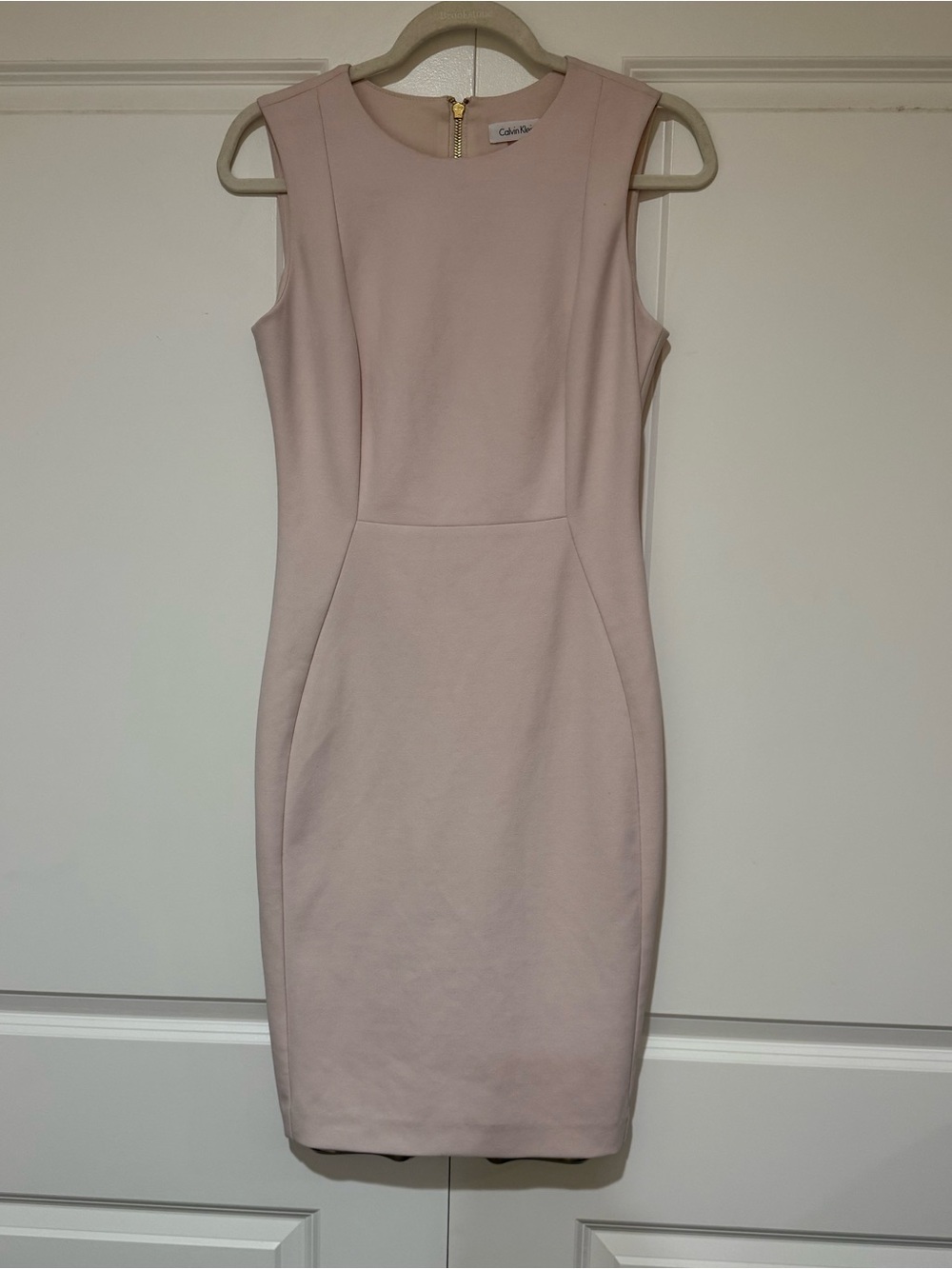 Calvin Klein Light Blush Fitted Lined Sheath Dress